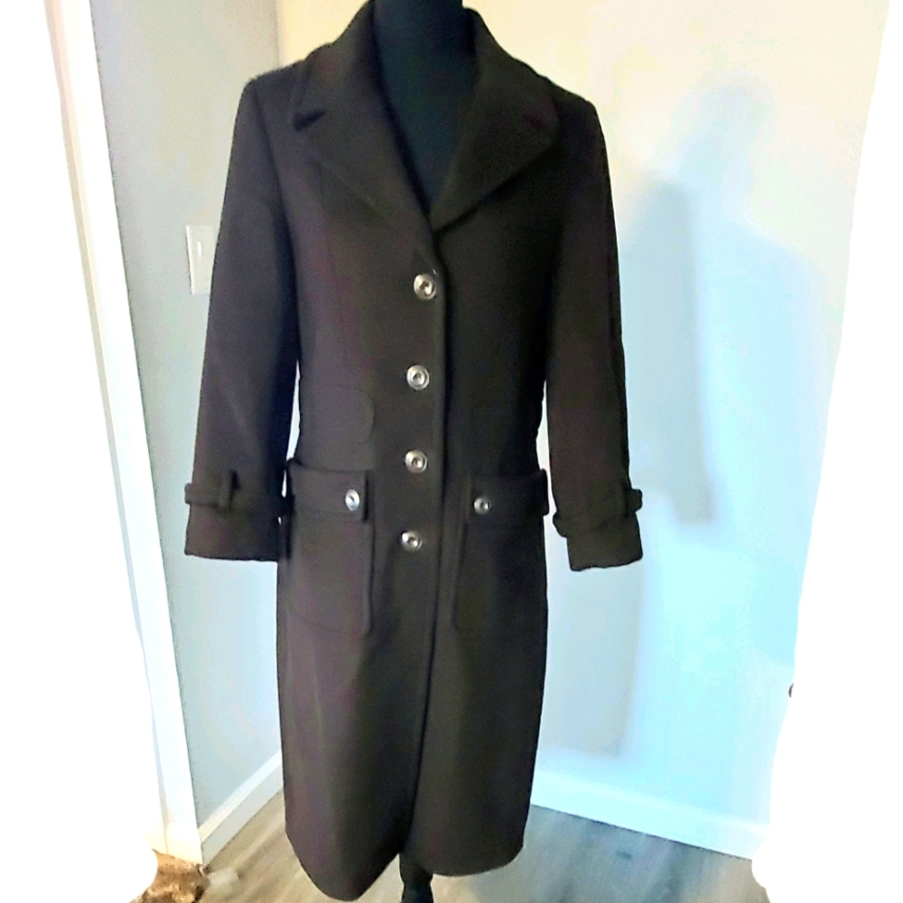 Calvin Klein Brown Wool Button-up long coat - 8